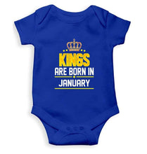 Load image into Gallery viewer, Kings are born in January Rompers for Baby Boy- FunkyTradition FunkyTradition
