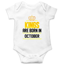 Load image into Gallery viewer, Kings are born in October Rompers for Baby Boy- FunkyTradition FunkyTradition
