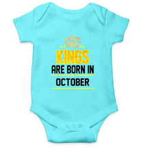 Load image into Gallery viewer, Kings are born in October Rompers for Baby Boy- FunkyTradition FunkyTradition
