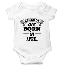 Load image into Gallery viewer, Legends are born in April Rompers for Baby Boy- FunkyTradition FunkyTradition
