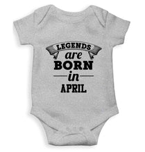 Load image into Gallery viewer, Legends are born in April Rompers for Baby Boy- FunkyTradition FunkyTradition
