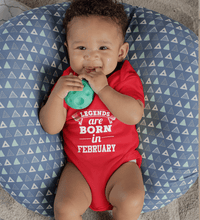 Load image into Gallery viewer, Legends are born in February Rompers for Baby Boy- FunkyTradition FunkyTradition
