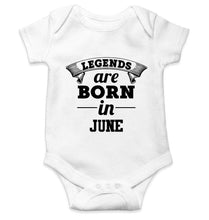 Load image into Gallery viewer, Legends are Born in June Rompers for Baby Girl- FunkyTradition FunkyTradition
