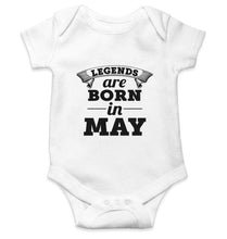 Load image into Gallery viewer, Legends are born in May Rompers for Baby Boy- FunkyTradition FunkyTradition
