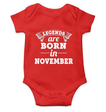 Load image into Gallery viewer, Legends are born in November Rompers for Baby Boy- FunkyTradition FunkyTradition
