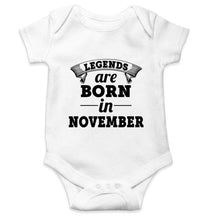 Load image into Gallery viewer, Legends are Born in November Rompers for Baby Girl- FunkyTradition FunkyTradition
