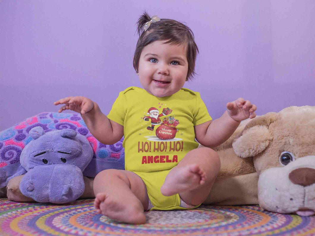 Customized Name Ho! Ho! Ho! Christmas Rompers for Baby Girl- KidsFashionVilla