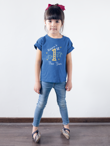 Customized Name New Year Half Sleeves T-Shirt For Girls -KidsFashionVilla