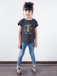 Customized Name New Year Half Sleeves T-Shirt For Girls -KidsFashionVilla