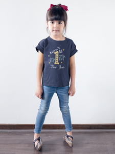 Customized Name New Year Half Sleeves T-Shirt For Girls -KidsFashionVilla