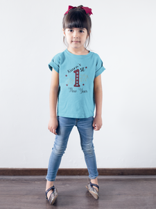 Customized Name New Year Half Sleeves T-Shirt For Girls -KidsFashionVilla