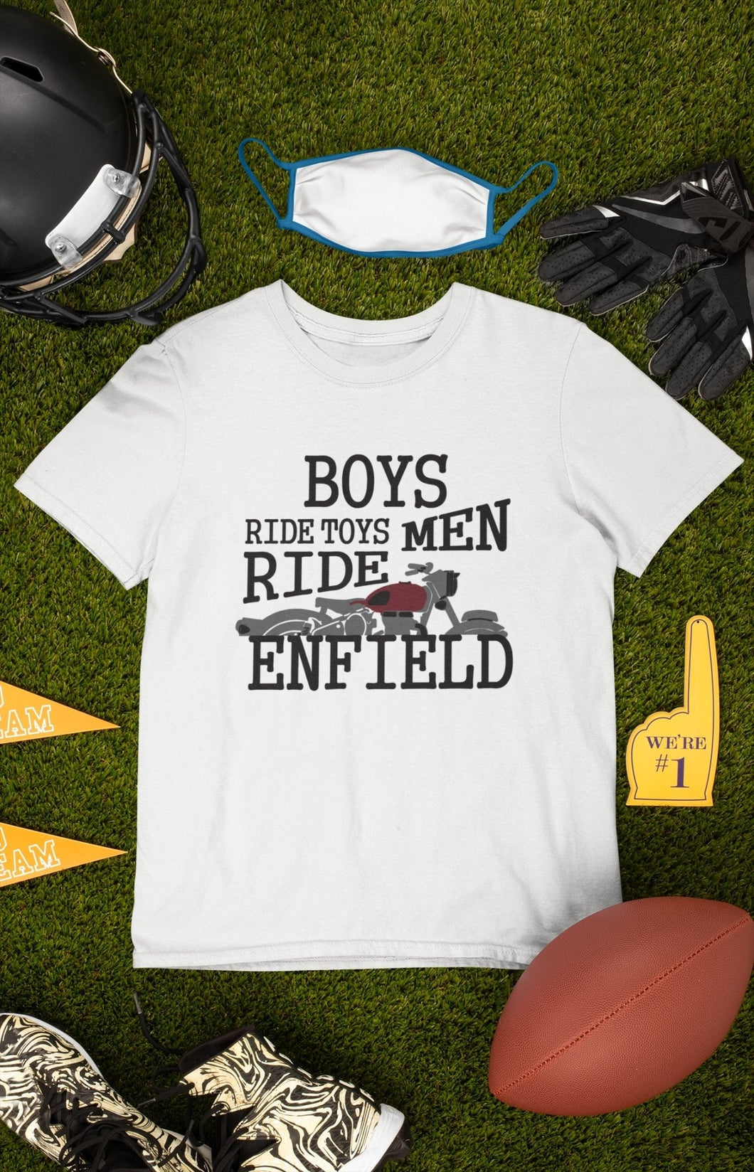 Men Ride Enfield Biker Mens Half Sleeves T-shirt- FunkyTeesClub - Funky Tees Club