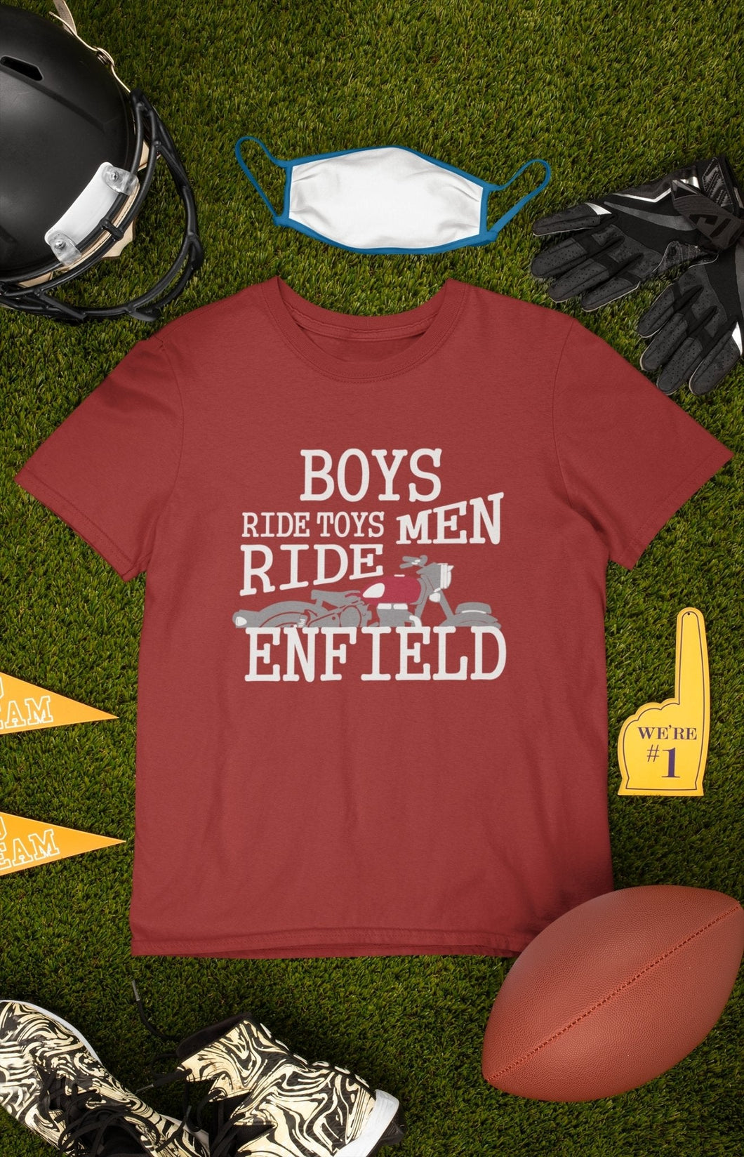 Men Ride Enfield Biker Mens Half Sleeves T-shirt- FunkyTeesClub - Funky Tees Club
