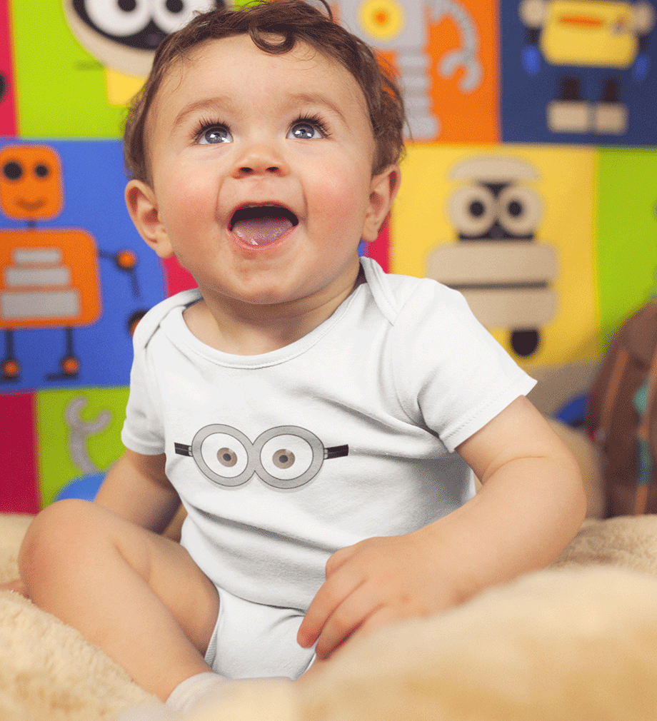 Minion Pop Eyes Rompers for Baby Boy- FunkyTradition FunkyTradition
