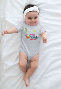 Custom Name Happy Pongal Rompers for Baby Girl- KidsFashionVilla