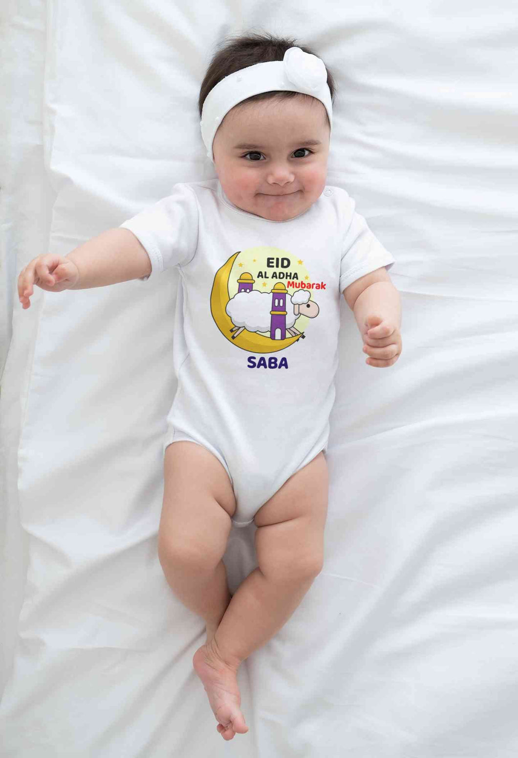 Custom Name Eid Al Adha Bakra Eid Mubarak Rompers for Baby Girl- KidsFashionVilla