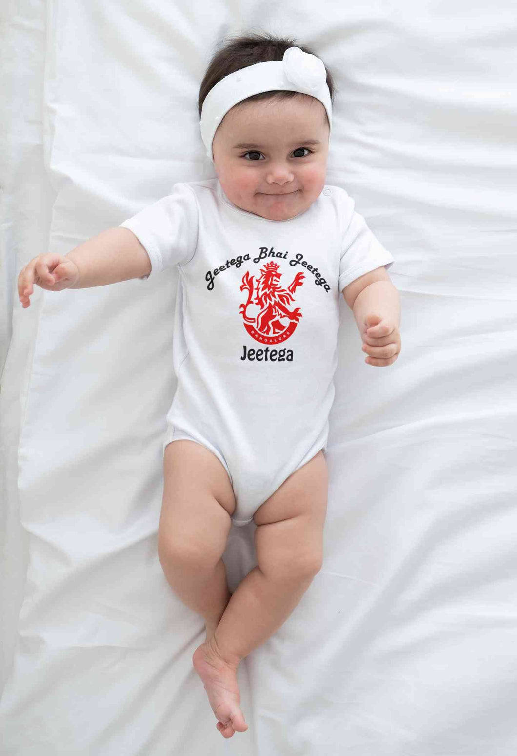 IPL Royal Challengers Bangalore Jeetega Bhai Jeetega RCB Jeetega Rompers for Baby Girl- KidsFashionVilla