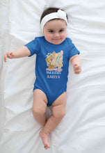 Load image into Gallery viewer, Custom Name 4 Month Birthday Teddy Design Rompers for Baby Girl- KidsFashionVilla

