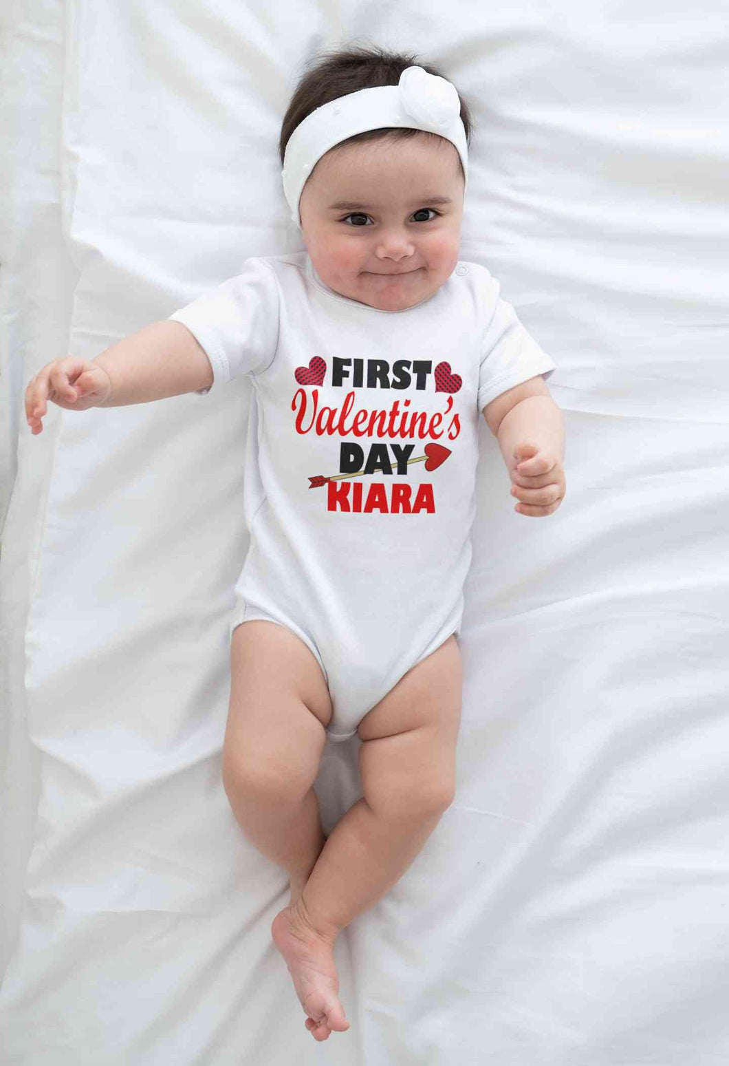 Custom Name First Valentine Rompers for Baby Girl- KidsFashionVilla