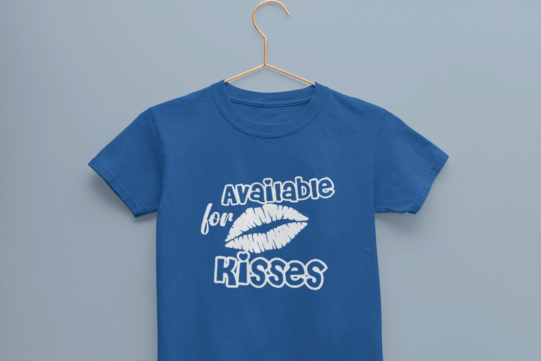 Available For Kisses New Year Half Sleeves T-Shirt For Girls -KidsFashionVilla