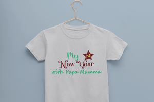 First New Year With Mamma Papa Half Sleeves T-Shirt for Boy-KidsFashionVilla