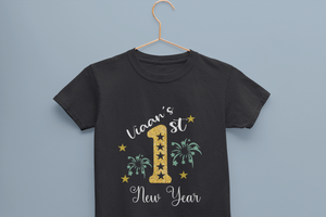 Customized Name New Year Half Sleeves T-Shirt for Boy-KidsFashionVilla