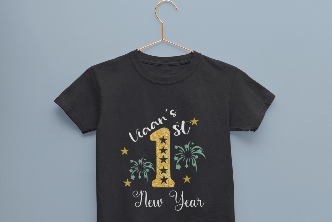 Customized Name New Year Half Sleeves T-Shirt for Boy-KidsFashionVilla