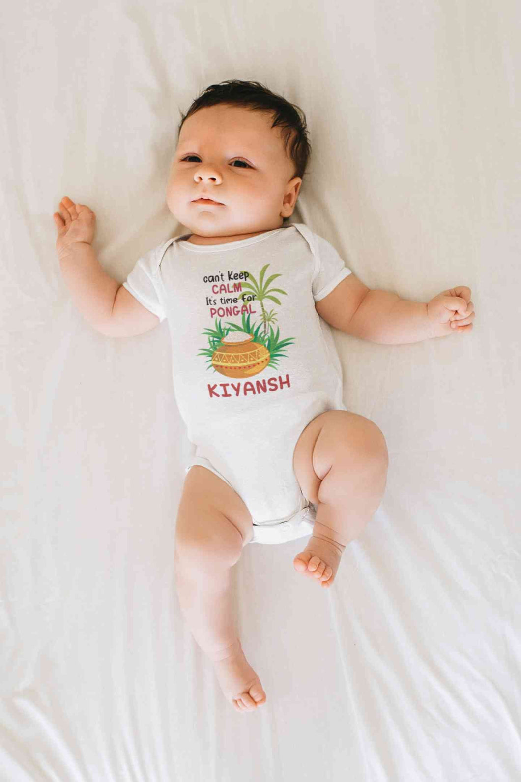 Custom Name Time For Pongal Rompers for Baby Boy- KidsFashionVilla