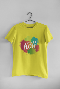 Happy Holi Women Half Sleeves T-shirt- KidsFashionVilla