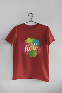Happy Holi Women Half Sleeves T-shirt- KidsFashionVilla