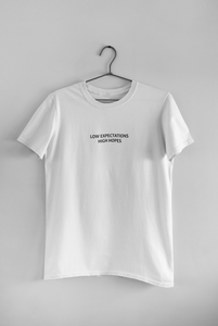Low Expectations High Hopes Quotes Women Half Sleeves T-shirt- KidsFashionVilla