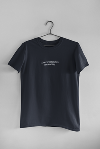 Low Expectations High Hopes Quotes Women Half Sleeves T-shirt- KidsFashionVilla
