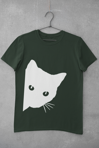 Peeking Cat Women Half Sleeves T-shirt- KidsFashionVilla