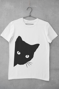 Peeking Cat Women Half Sleeves T-shirt- KidsFashionVilla