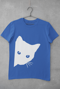 Peeking Cat Women Half Sleeves T-shirt- KidsFashionVilla
