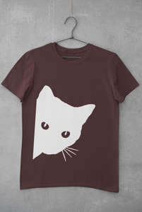 Peeking Cat Women Half Sleeves T-shirt- KidsFashionVilla