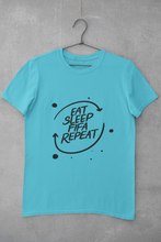 Load image into Gallery viewer, Eat Sleep Repeat Women Half Sleeves T-shirt- KidsFashionVilla
