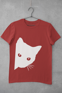 Peeking Cat Women Half Sleeves T-shirt- KidsFashionVilla