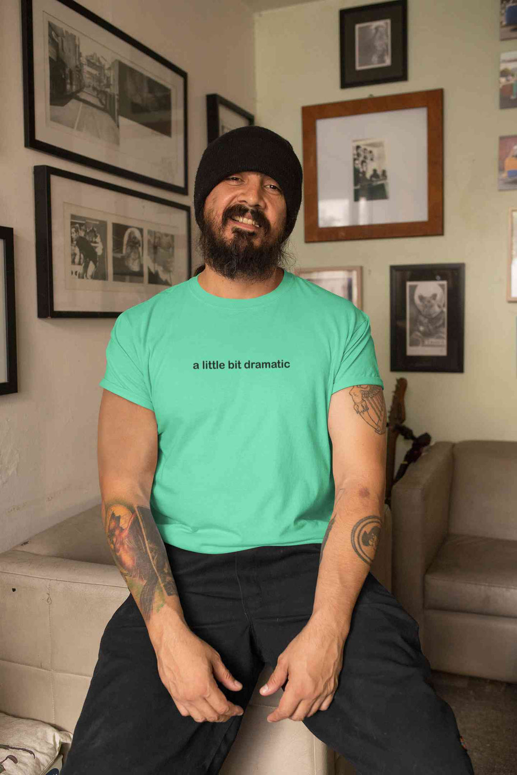 A Little Bit Dramatic Minimal Mens Half Sleeves T-shirt- KidsFashionVilla