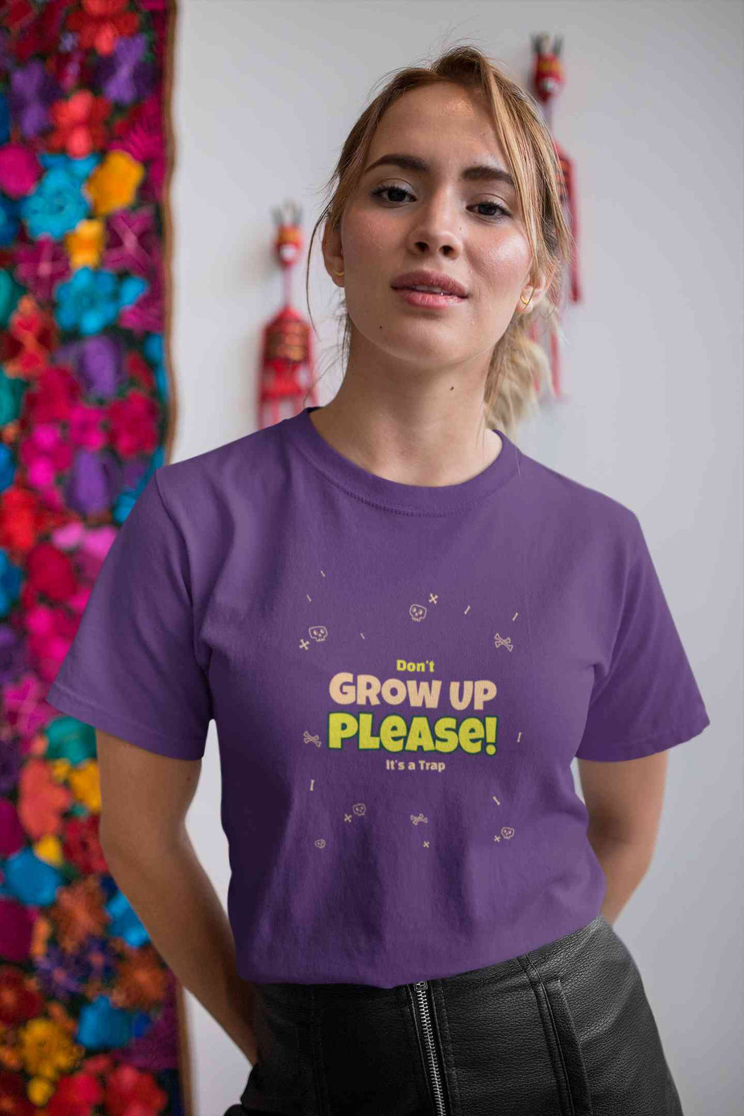 Do Not Grow Up Please It Is A Trap Women Half Sleeves T-shirt- KidsFashionVilla