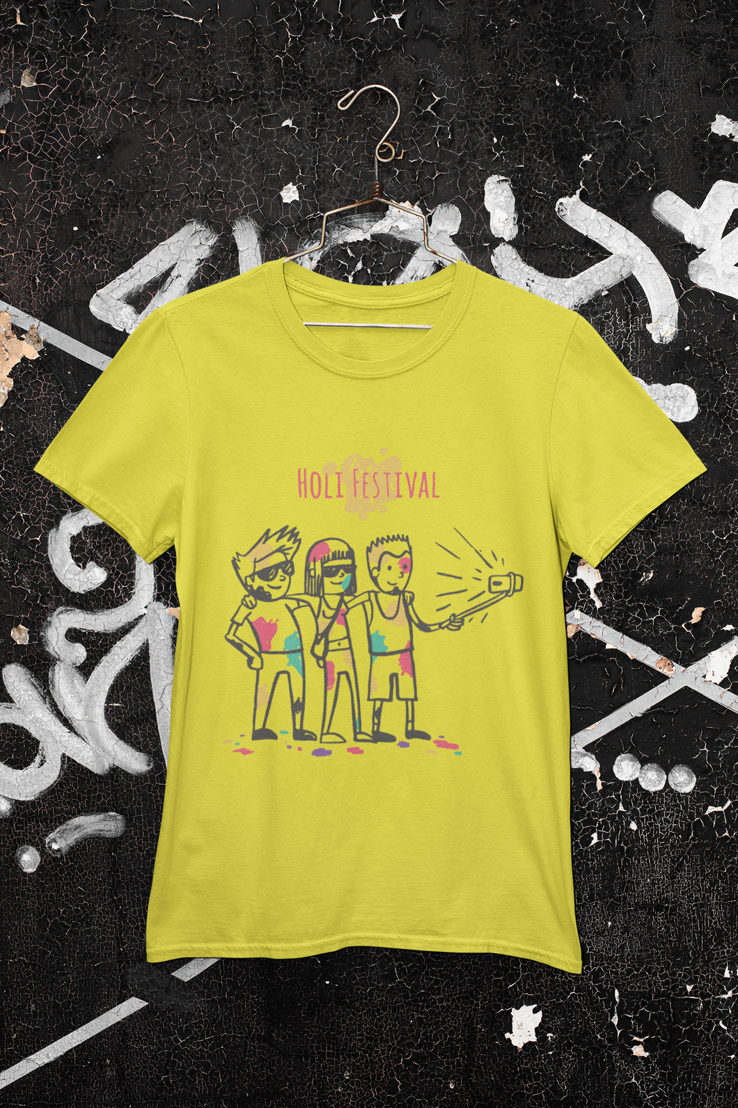 Friends Selfie Holi Mens Half Sleeves T-shirt- KidsFashionVilla