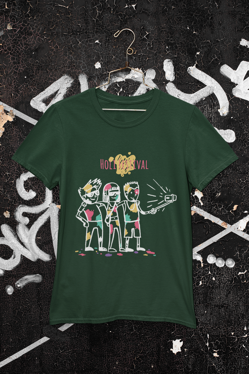 Friends Selfie Holi Mens Half Sleeves T-shirt- KidsFashionVilla