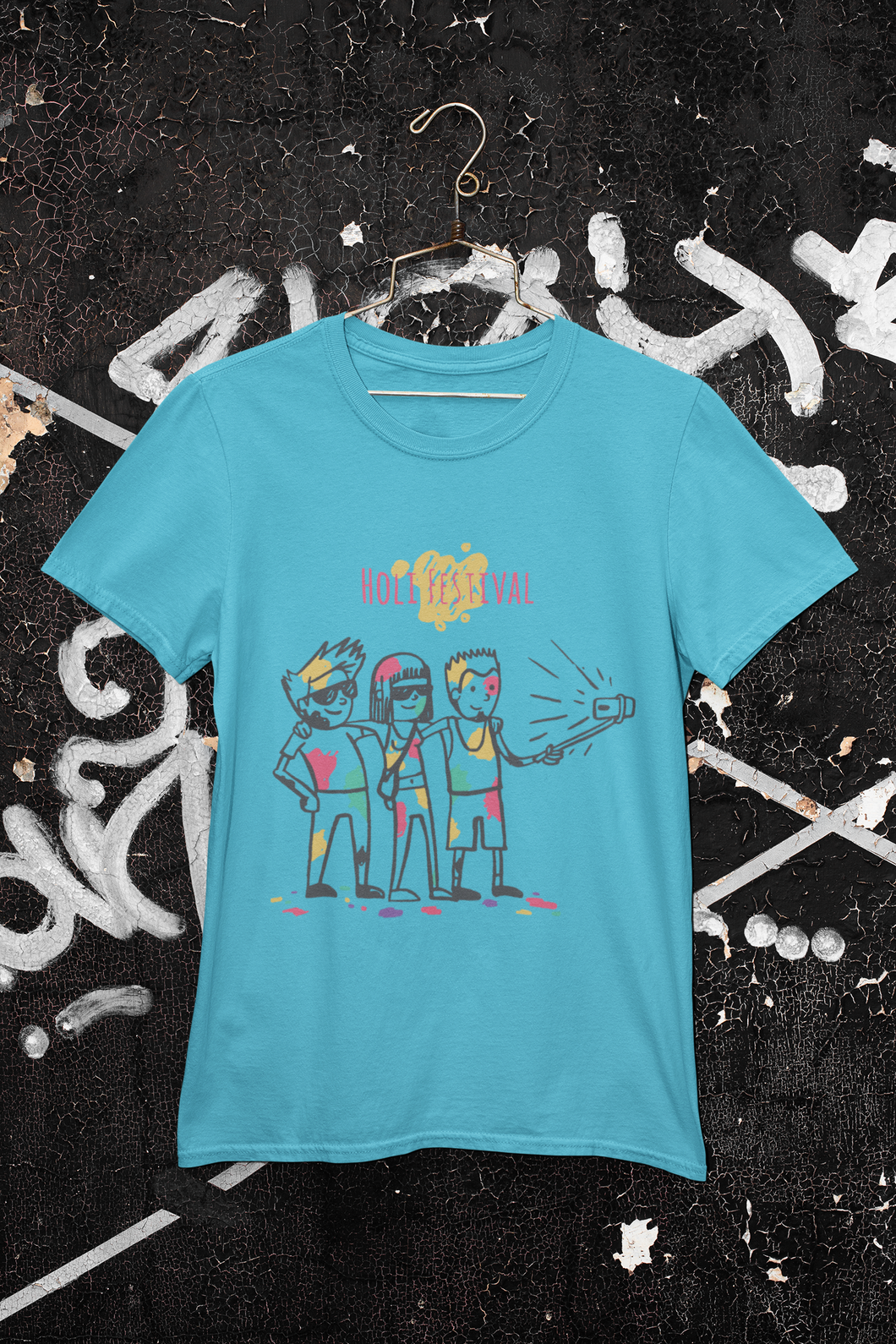 Friends Selfie Holi Women Half Sleeves T-shirt- KidsFashionVilla