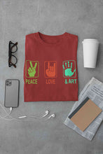 Load image into Gallery viewer, Peace Love And Art Women Half Sleeves T-shirt- KidsFashionVilla
