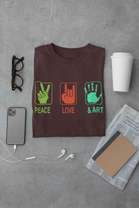 Peace Love And Art Women Half Sleeves T-shirt- KidsFashionVilla