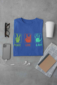 Peace Love And Art Women Half Sleeves T-shirt- KidsFashionVilla