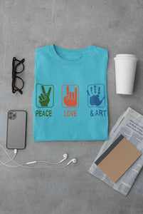 Peace Love And Art Women Half Sleeves T-shirt- KidsFashionVilla