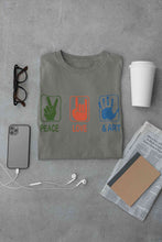 Load image into Gallery viewer, Peace Love And Art Women Half Sleeves T-shirt- KidsFashionVilla
