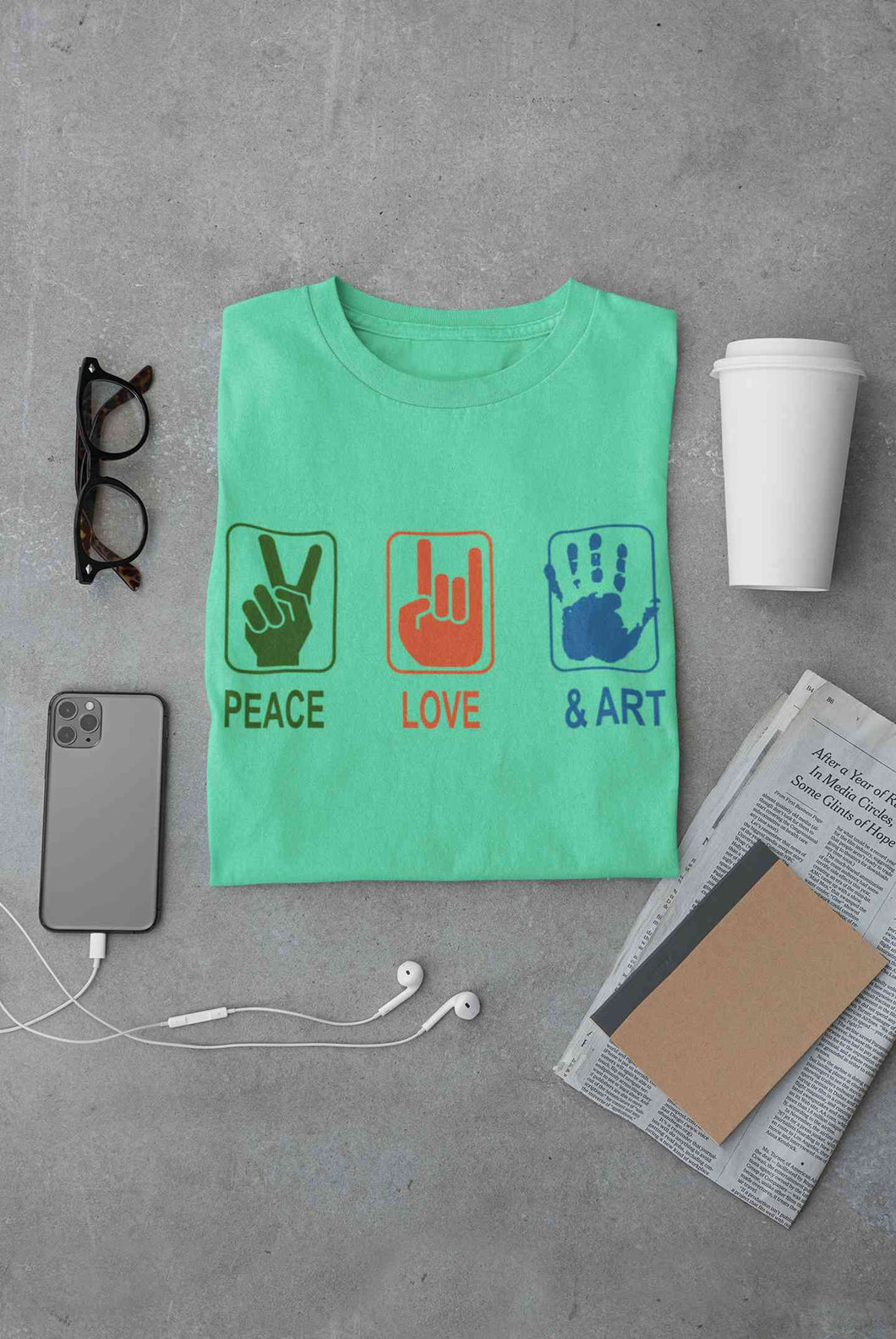 Peace Love And Art Women Half Sleeves T-shirt- KidsFashionVilla