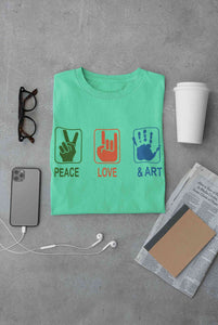Peace Love And Art Mens Half Sleeves T-shirt- KidsFashionVilla